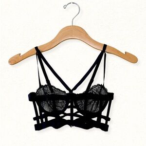 Body Rage by Spencer’s Strappy Lace Bralette - Black, Size S/M (Fits 4-8)